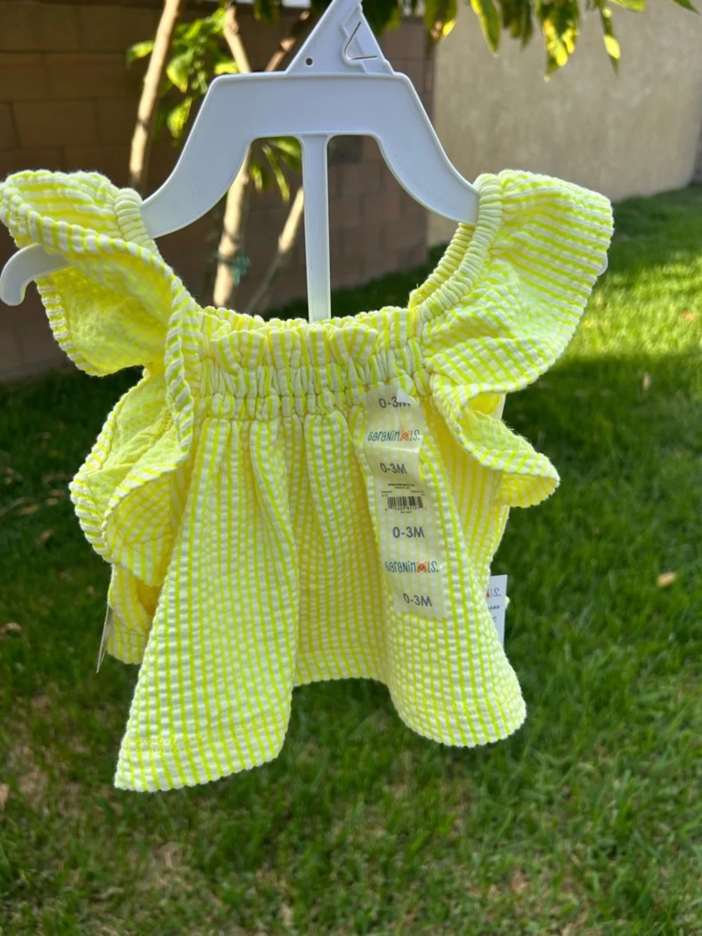 Garanimals Yellow Seersucker Ruffle Top and Shorts Set